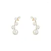 Stud Earrings Korean White Pearl Tassels Dangle For Women Fashion Creative Crystal Personality Piercing Earring Wedding Jewelry Gift