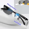Zonnebril Heren Half Frame Business Pochrome Presbyopie Bril Progressief Multifocaal Lezen Anti-blauw Licht Ver zicht
