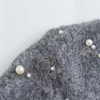 Taop Za Early Spring Product Womens Fashion and Casual Versatile Artificial Pearl Decoration Knitted Pullover Sweater 240130