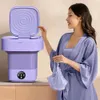 Machine à laver portative pliante de très grande capacité de 13L avec panier de vidange pour sous-vêtements chaussettes vêtements de bébé 12V Mini laveuse EU 240131