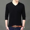 Wiosenna jesień Vneck dzianinowe ubrania mężczyzn z długim rękawem Allmatch Casual Mens Social Shirt 2023 Top Men T 240130