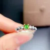 Cluster Rings KJJEAXCMY Fine Jewelry 925 Sterling Silver Inlaid Natural Diopside Women Fresh Exquisite Small Adjustable Gem Ring Support