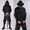 Guochao Dark Ninja roupas multibolsos funcionais com capuz masculino jaqueta com zíper solto moletom tático 240118