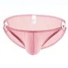 Cuecas sexy masculino lado oco g-string tangas calcinha roupa interior biquíni breve macio secagem rápida ultra-fino cintura baixa lingerie