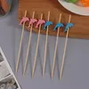 Forks 100 Pieces Disposable Cute Dolphin Bamboo Picks Fruit Handmade Toothpicks Picnic Party Supplies