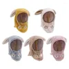 Bérets Longue Oreille En Peluche Enfants Écharpe Espace Cap Transparent Couverture De Visage Bébé Hiver Épais Chaud Capuchon Chapeau Enfants En Plein Air Bonnet 3-8Y