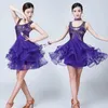 Palco desgaste mulheres tutu dança roupas competição salsa samba vestido lantejoulas 3 peças conjunto vestidos latinos