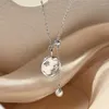 Chaînes 2024 Mode Femmes Fleurs Coquille Ronde Gland Perle Pendentif Collier Femmes Rétro Élégant Clavicule Chaîne Jewerly