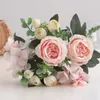 Kwiaty dekoracyjne 1pcs hortensea piwonia fałszywa symulacja kwiatów bukiet scena ślubna dekoracja ręki panny młodej sztuczna