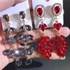 1020PiarsLot Colorful Glass Rhinestone Long Dangle Stud Earrings For Women Water Drop Shaped Jewelry Accessories Party Gifts 240124