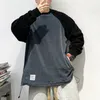 American Retro Sweatshirt Spring Autumn College Style Splicing Long Sleeves Japanese Streetwear Loose Pullover Harajuku Tops 240201