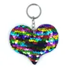 Keychains 1pcs Reflective Shiny Peach Heart Keychain Pendant Car Luggage Fashion Sequins Heart-shaped Accessories Love Trinkets
