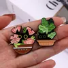 Broches Bloemen En Planten Kat Emaille Pins Cartoon Dier Revers Badge Rugzak Kleding Hoed Decoratieve Sieraden Kind Vrouw Geschenken