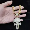 Anhänger Halsketten Männer Frauen Hip Hop Schädel Halskette Kristall Kubanische Kette HipHop Iced Out Bling Mode Charme Schmuck