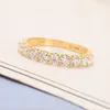 14k Yellow Gold Lab Grown Diamond Round Excellent Cut Total 3MM 0.9CTW CVD HPHT Diamond Ring For Girls Cocktail Jewelry 240119