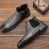 Männer Retro Leder Chelsea Stiefel 40- Top Qualität männer Stiefeletten Marke Handgemachte Schuhe Für Männer #KD5241 240118