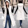 女性のベスト女性ベスト秋の冬の長い綿2024韓国のゆるい袖なしのウエストコート女性太い暖かいパーカコート