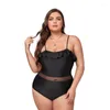 ملابس السباحة النسائية 2024 ملابس واحدة قطعة بالإضافة إلى الحجم نساء بدلة السباحة المثيرة سوداء مبطنة صدور كبيرة