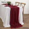 Chemins de table Gaze de coton rustique Salle à manger Toile de jute Rétro Burr Texture Fournitures de mariage vintage Linge Décorations de Noël pour la maison 240127