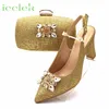 Modne wysokiej jakości slingbcks złote kolorowe buty i torby zestaw dla kobiet Party Wedding Pump 240130