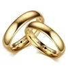 Gladde RVS Paar Ringen Goud Kleur Eenvoudige 4 MM Vrouwen Mannen Liefhebbers Bruiloft Sieraden Verlovingsgeschenken 240119