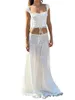 Rokken Vrouwen S Y2k Lage Taille Lange Rok Geplooide A-lijn Kant Flowy Swing Boho Uitlopende Tiered Maxi Strandjurk