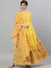 Vêtements ethniques Saree Style Femme Sari Costume Coton Soie Col Rond Long Imprimer Quotidien Casual Jaune