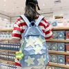 DIHOPE Japanese Cute Girl Small Crowd Selfmade Pentagram Backpack ins Versatile College Student Schoolbag High School 240130