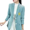 Brev broderade kostymer toppar för kvinnors high-end blazers Coat Temperament Elegant Business Female Clothing Slimming TRAF 240119