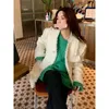 UNXX Fashion Chic Chic Vintage Tweed Woolen Coat Coat Women Autumn Single Single Tassel Office Outwear Blazer 240202