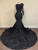 Sparkling Black paljetter Evening Dress Mermaid Long Sleeve Women's Formal Long Prom Dress Evening Party Maxi Robe 240125