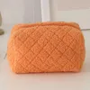 Sacs à cosmétiques pour femmes, pochette en fourrure douce, papeterie avec fermeture éclair, couleur unie, pour filles, usage quotidien