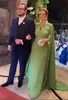 Nowoczesna zielona szyfonowa matka panny młodej z długim pociągiem Cape Train Plus Size Enven Every Suknie imprezowe Backless Wedding Gość Formalna okazja Suknia balowa