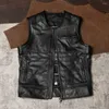 Men's Vests Motorcycle Horse Jacket Leather Shoulder Club And Women's Riding Vest Soft Thin Cowhide Crew Neck