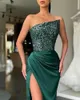 Lyxig kvällsfestklänningar Axelfri ärmlös sjöjungfru Chiffon golvlängd Sequined Classic Prom Dress Women 240125