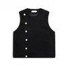 Men's Vests Spring And Autumn Solid Color O-neck Corduroy Single-breasted Coat Youth Japanese College Style Waistcoat Vest Tops