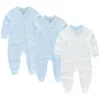 3pieces Cotton Born Baby Girl Clothes Set Footie Jumpsuits Autumn Cartoon Boy Zipper Long Sleeve Spring Bebes 240307