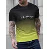 Vintage Mens T-shirt 3D Gradient Print Kort ärm toppar Summer Casual Street Fashion T-shirt överdimensionerad tee skjorta män kläder 240202