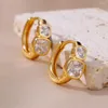 Серьги-кольца, роскошные женские дизайнерские ювелирные изделия из нержавеющей стали с фианитом 2024 года, Arete