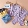 子供のための子供の睡眠服の冬のパジャマセット厚い女の子の衣類セット男の子サーマルアンダーウェアファミリー240130のマッチ