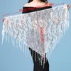 Scen Wear Sparkly Belly Dance Costumes Sequins Tassel Hip Scarf för kvinnor som dansar midjekedjan triangel