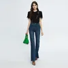 Damen Jeans Blau Flare Für Frauen Hohe Taille Lässige Streetwear Dehnbare Denimhose Schlanke Lange Hosen Damen