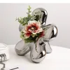 Vaso in ceramica placcato argento Tavolo da pranzo Forma di fiore creativo Disposizione dei fiori Vaso Decorazione di fiori in ceramica da tavolo 240125