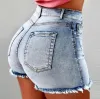 2019 Summer Womens Jeans Sexy Fringed High Waist Stretch Denim Shorts with 4 Colors Size S-3XL