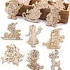 Weihnachtsdekorationen, 6 Stück, Holzanhänger, verschiedene Stile, hängende Ornamente für Baum, Holz, Geschenke, Noel-Handwerk, Kinderspielzeug