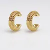 Hoopörhängen C form Cz Ear Clip Cubic Zirconia Fashion Copper Inlagd Zircon Cuff For Women Simple No Pierced Party Fine Jewelry 1 Par