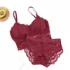 Set di reggiseni da donna reggiseno sexy in pizzo slip push up bralette di seta set di slip tinta unita intimo lingerie due pezzi abito da allenamento