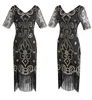 Robes décontractées 2024 Femmes Robe de soirée Robe Femme 1920s Great Gatsby Flapper Sequin Fringe Midi Robe Printemps Été Art Déco Rétro