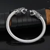 Link Bracelets Stainless Steel Viking Dragon Head Bracelet Bangle Men's Opening Jewelry