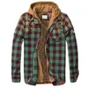 Chemise à carreaux boutonnée doublée matelassée pour hommes, ajoutez du velours pour garder au chaud, vestes avec capuche 240119